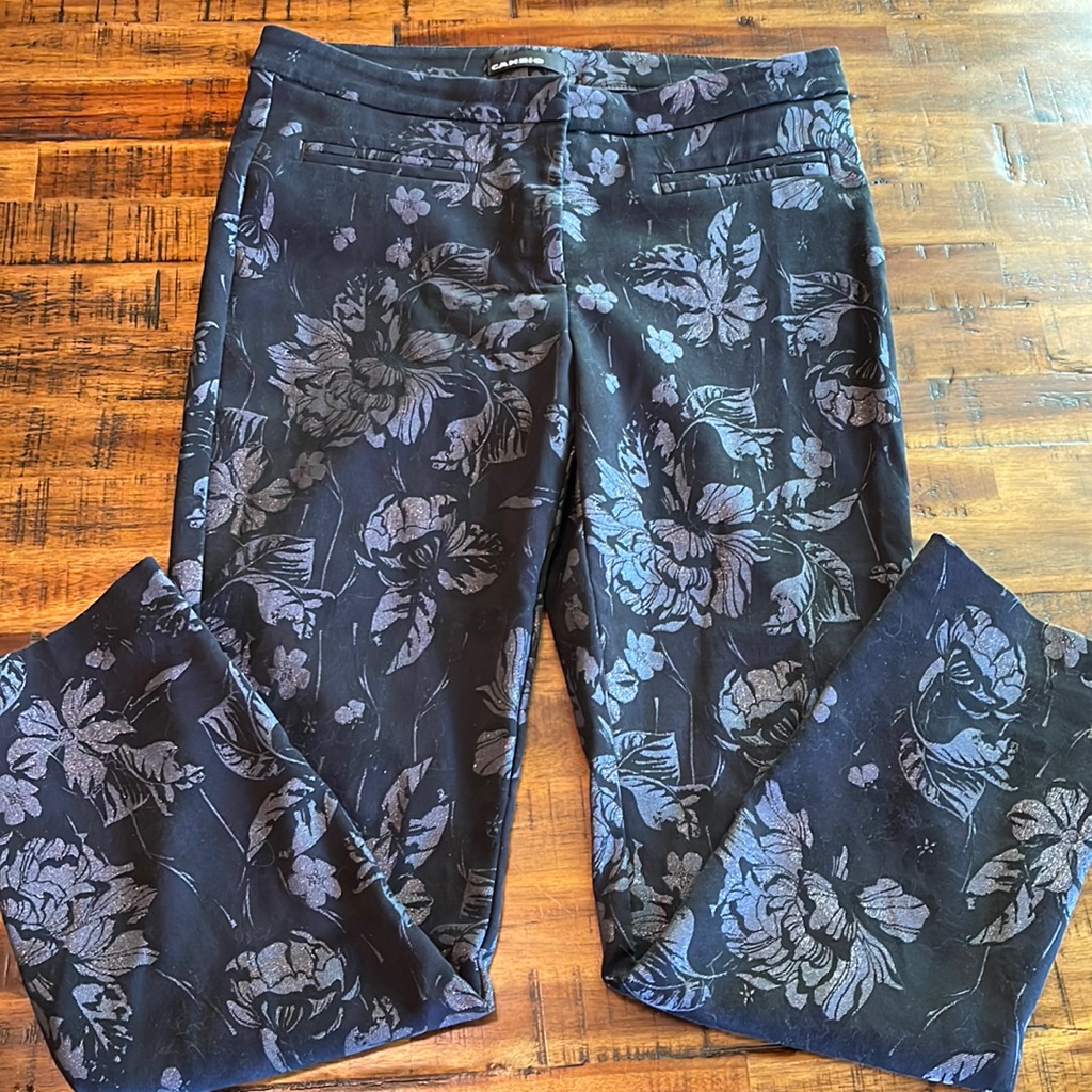 Cambio Pants Black With Silver Floral